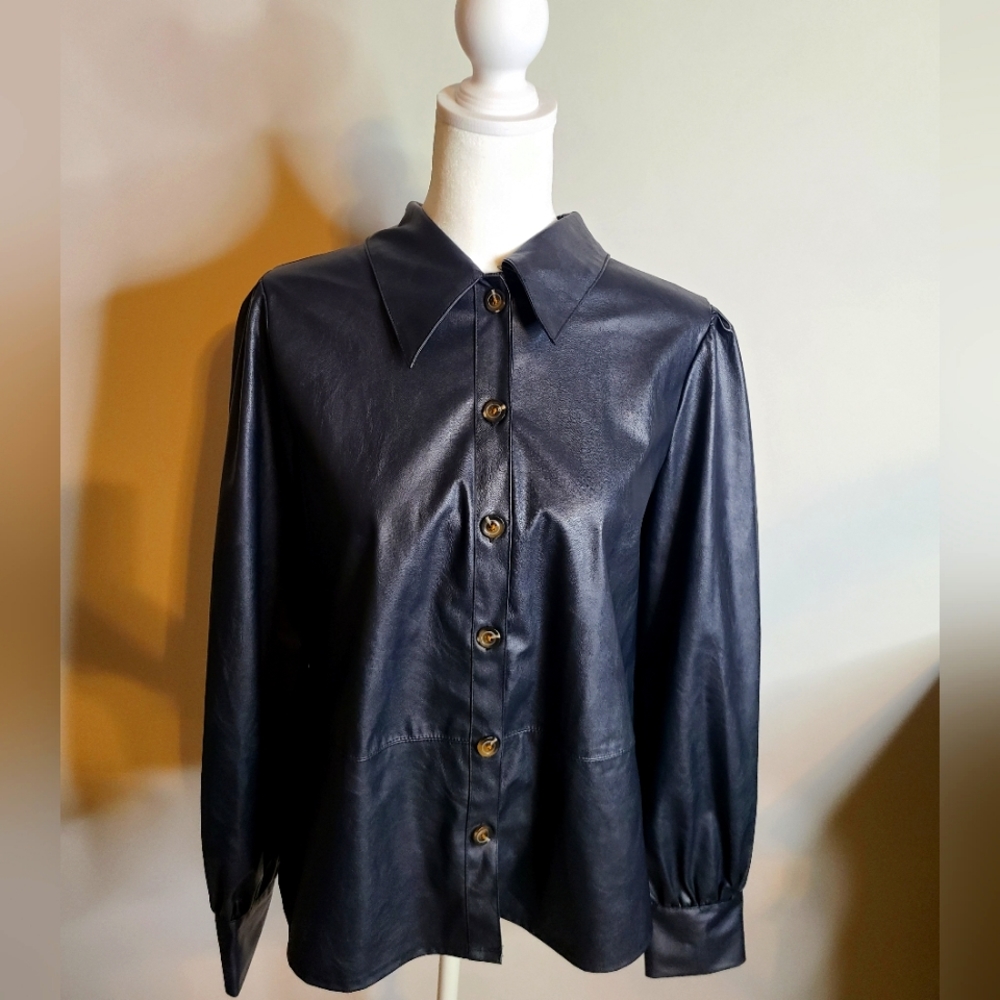 Vegan Leather Button Down Size Medium